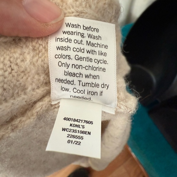 Croft & Barrows Women's Sz PM Cable Knit Casual Oatmeal Cardigan Sweater - Picture 4 of 6